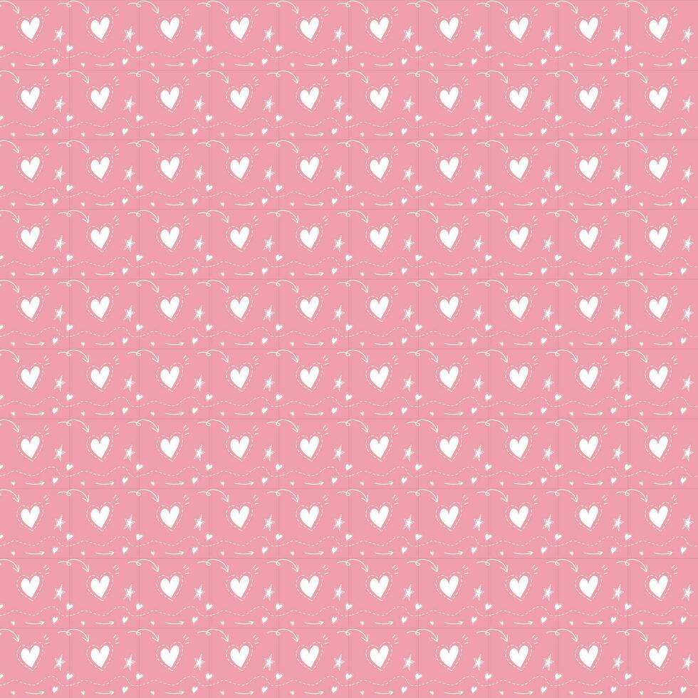 White heart on pink background. vector