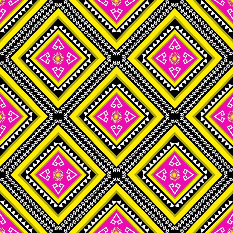 Yellow and pink ethnic fabric seamless pattern vector