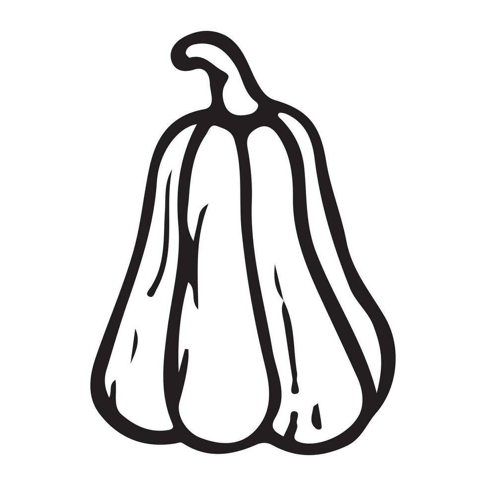 Doodle isolated image of an autumn pumpkin in line art style. vector