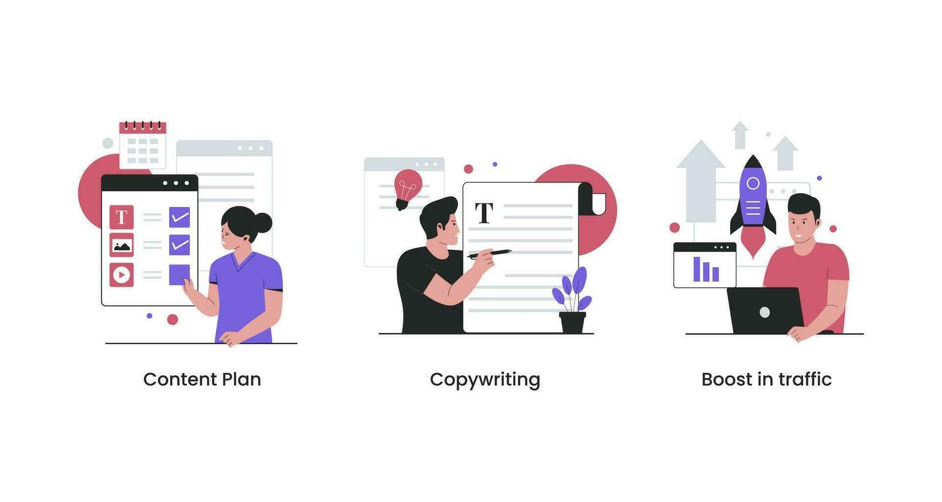 Flat design of Internet promotion SEO strategy website vector