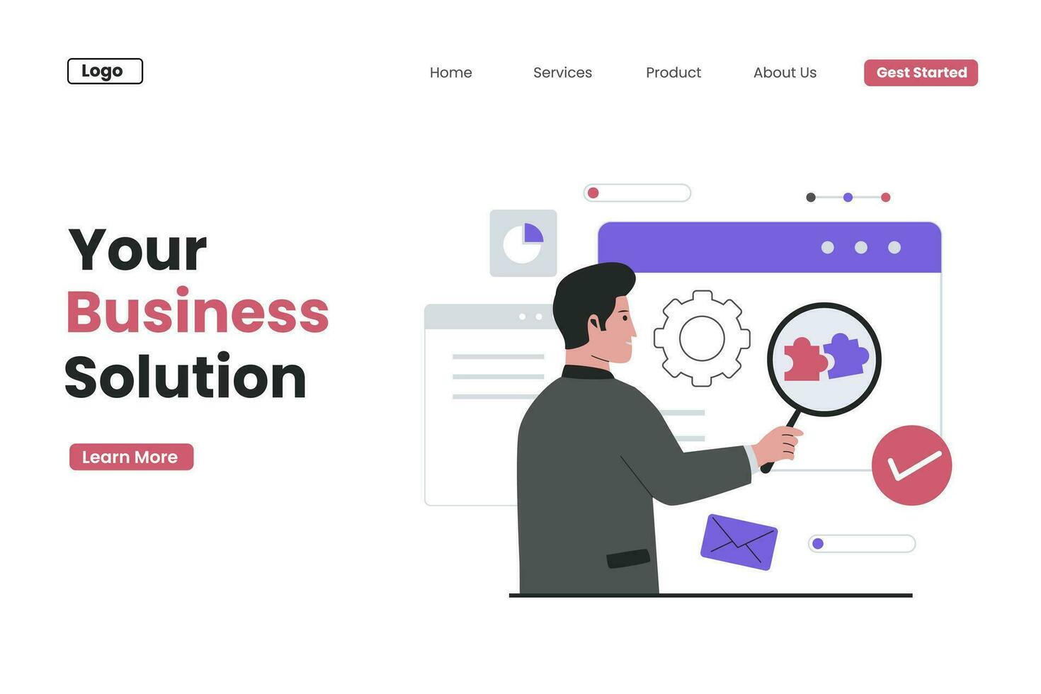 Business solution landing page vector