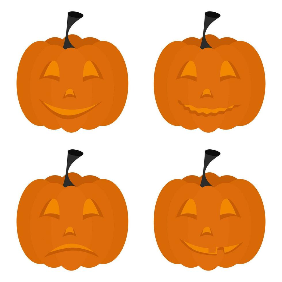 set of pumpkin heads with different emotions vector