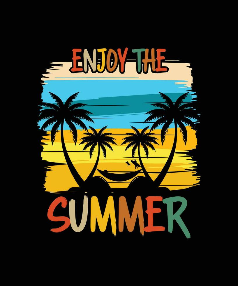 ENJOY THE SUMMER T SHIRT DESIGN BEACH SEA vector