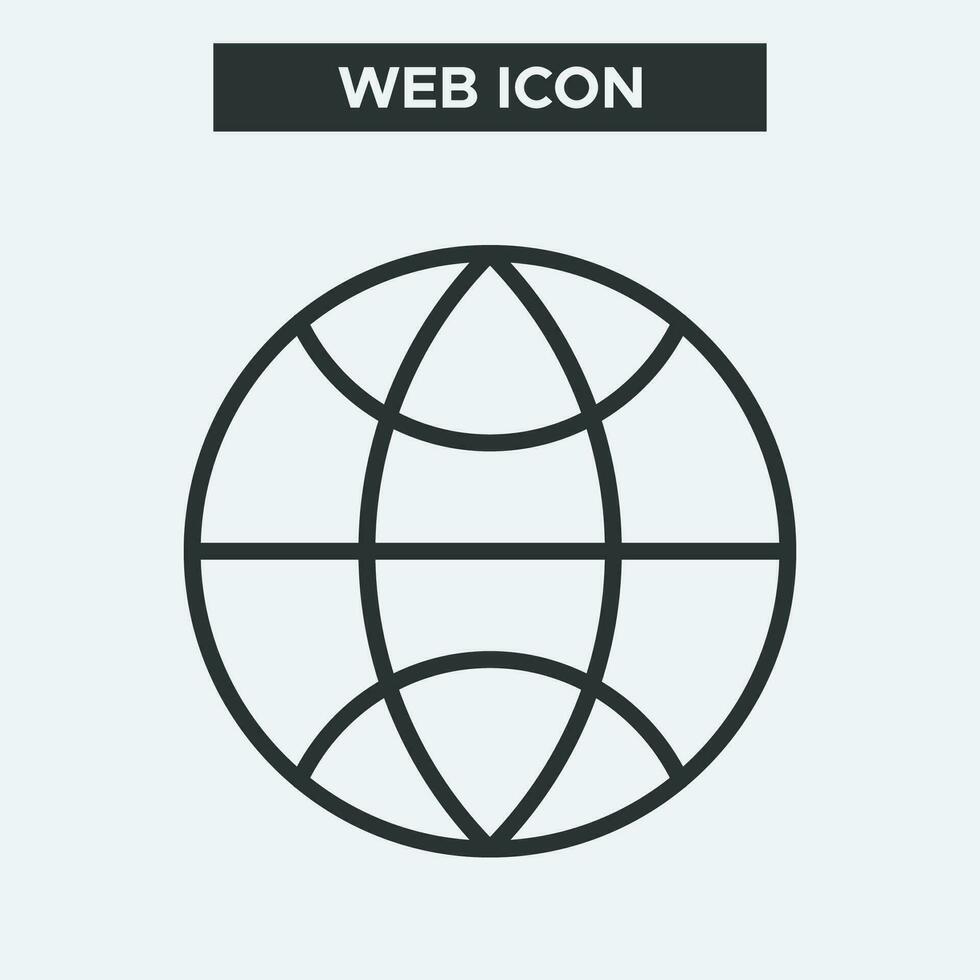 Globe or web icon on white background. Outline globe or web icon. Minimal and premium globe icon. EPS 10 Vector. vector