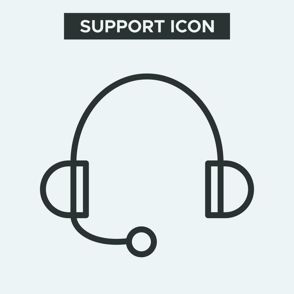 apoyo o auriculares icono en blanco antecedentes. contorno apoyo icono. mínimo y prima apoyo icono. eps 10 vector. vector