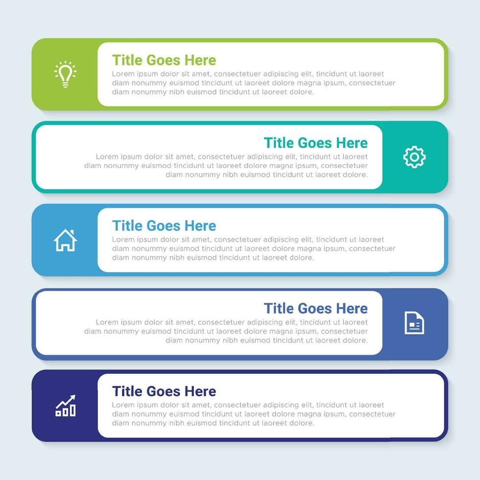 plantilla de diseño de infografía empresarial de presentación simple y limpia con 5 barras de opciones vector