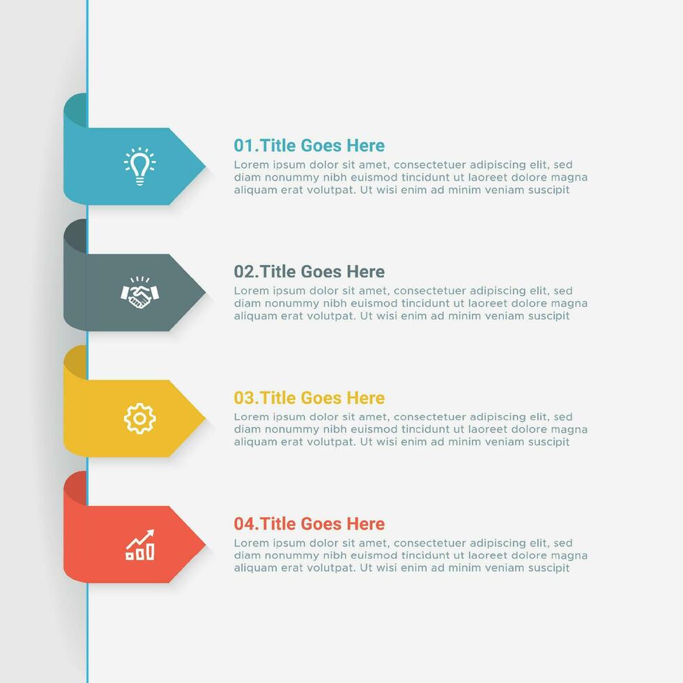 sencillo y limpiar presentación negocio infografía diseño modelo con 4 4 bar de opciones vector