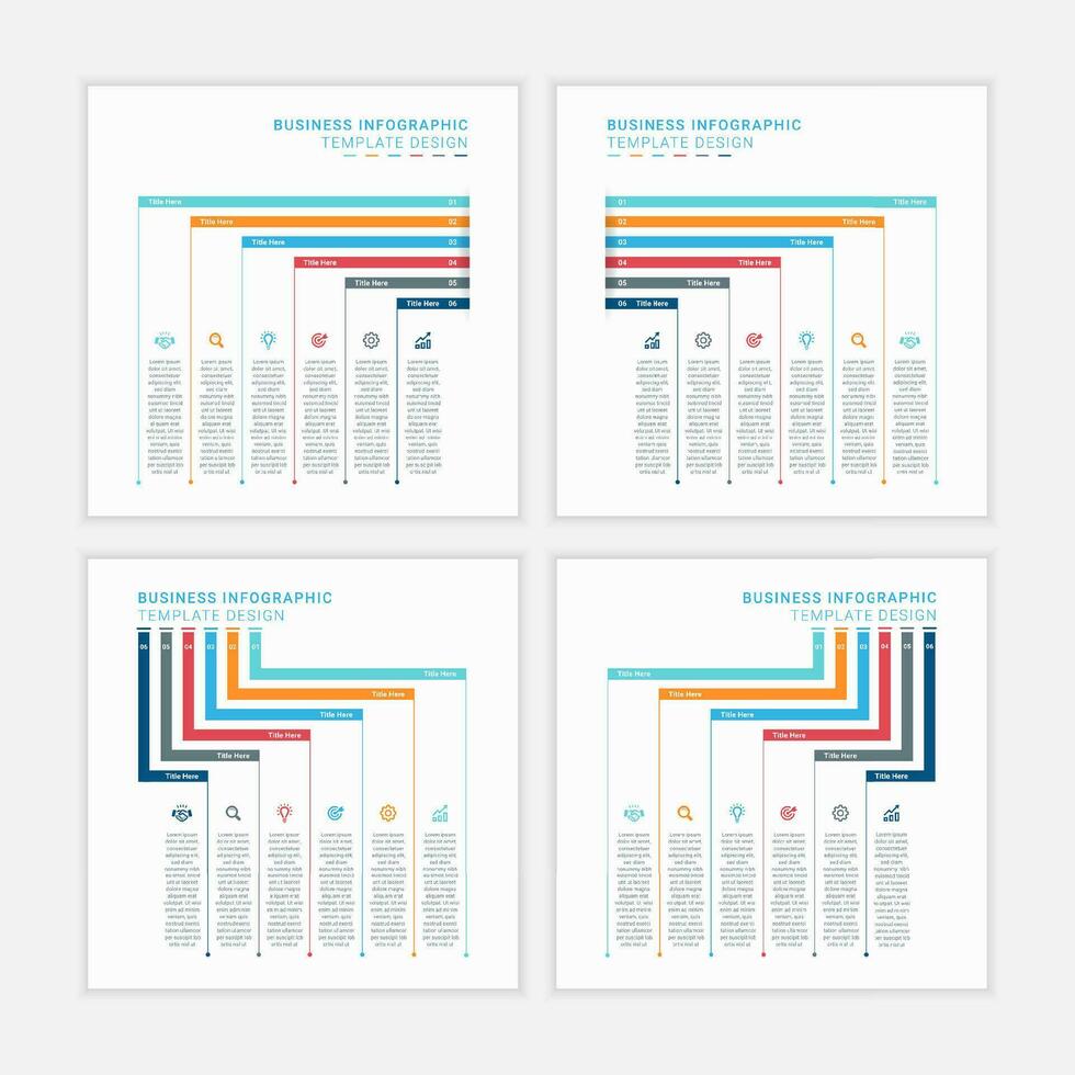 Set of Simple and Clean Presentation Business Infographic Design Template with 6 Bar of Options vector