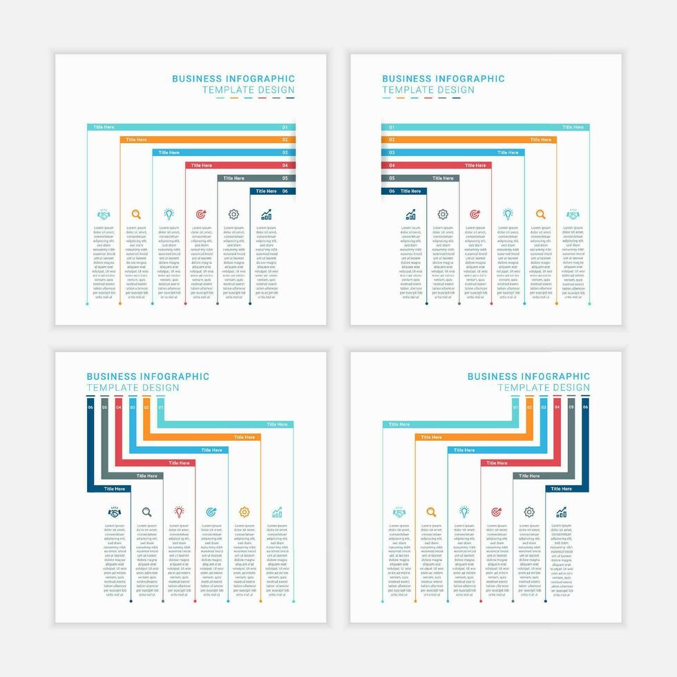 Set of Simple and Clean Presentation Business Infographic Design Template with 6 Bar of Options vector