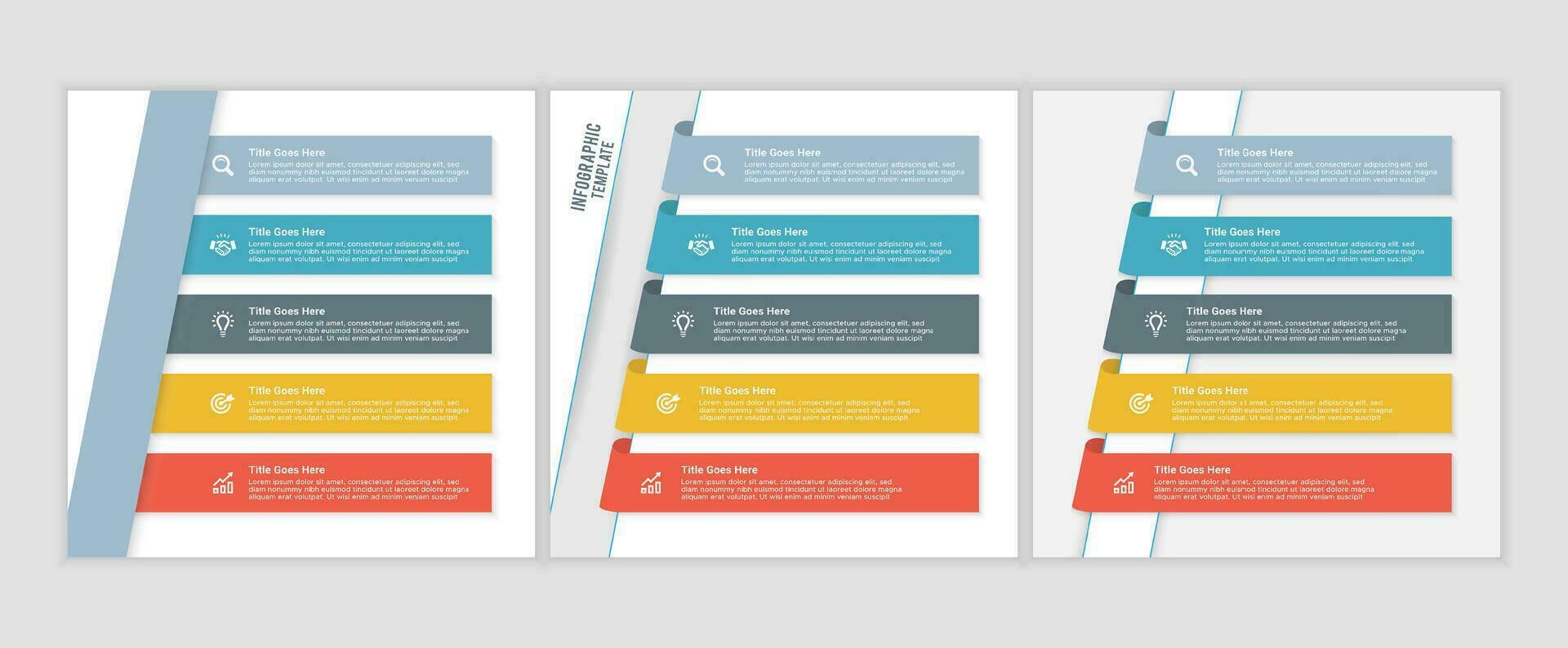 plantilla de diseño de infografía empresarial de presentación simple y limpia con 5 barras de opciones vector