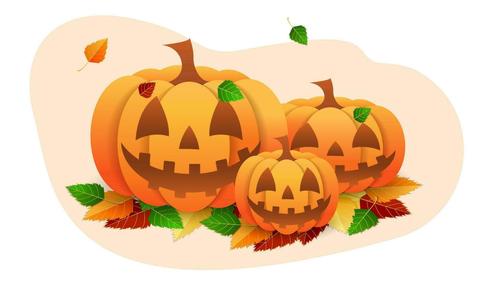 Halloween pumpkin vector illustration, Jack O Lantern isolated on white background. Scary orange picture with eyes and candle