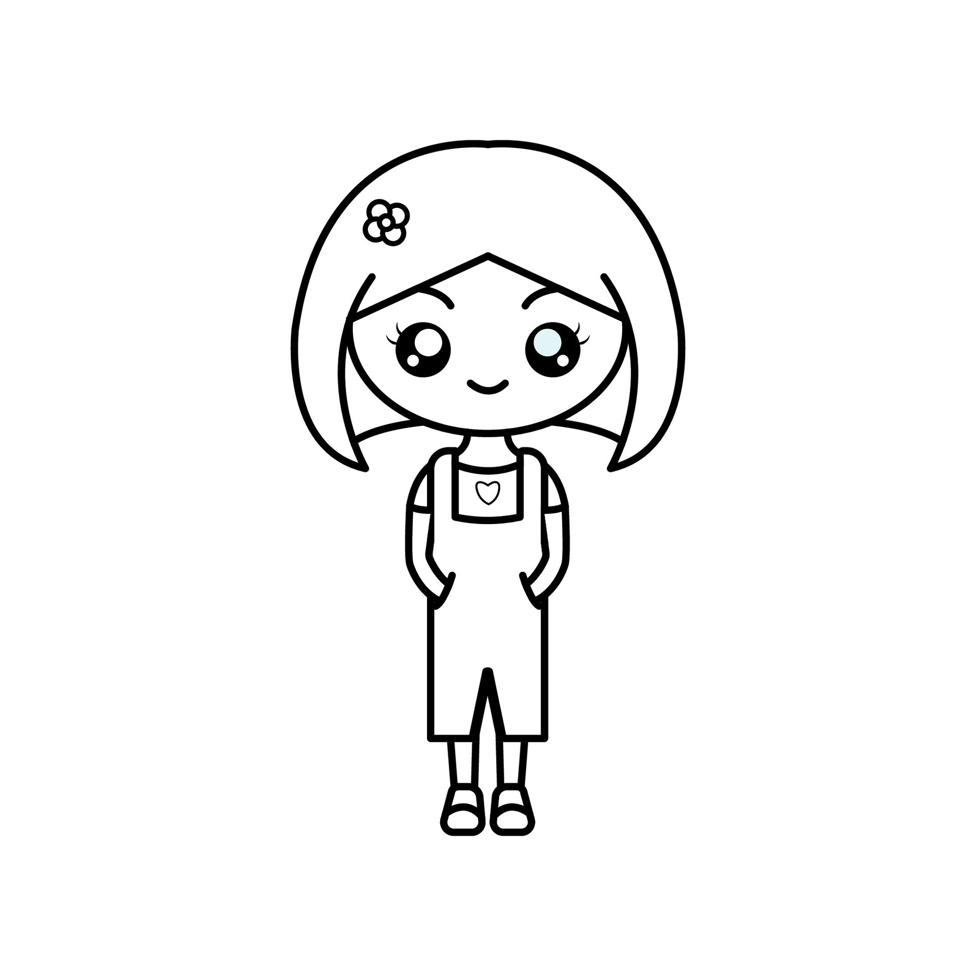 Cute Girl Cartoon for drawing book. vector illustration 27894274
