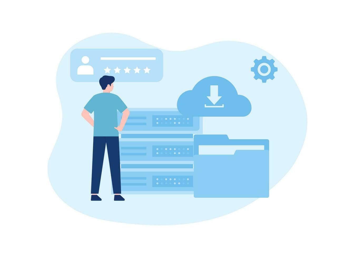 Input data into folders concept flat illustration vector