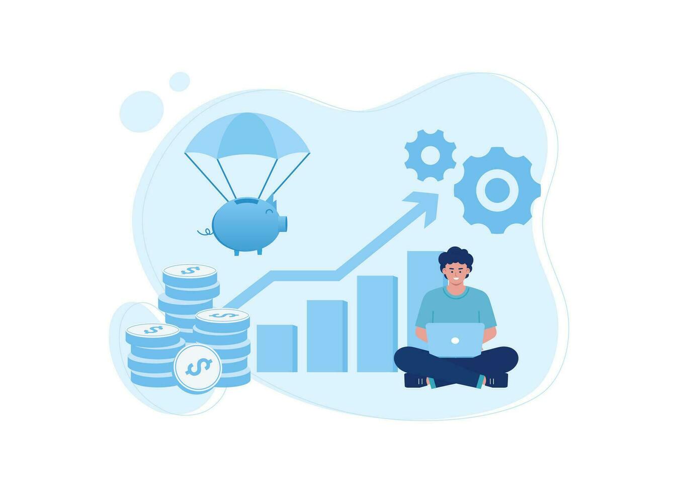 Analyzing savings growth data concept flat illustration vector