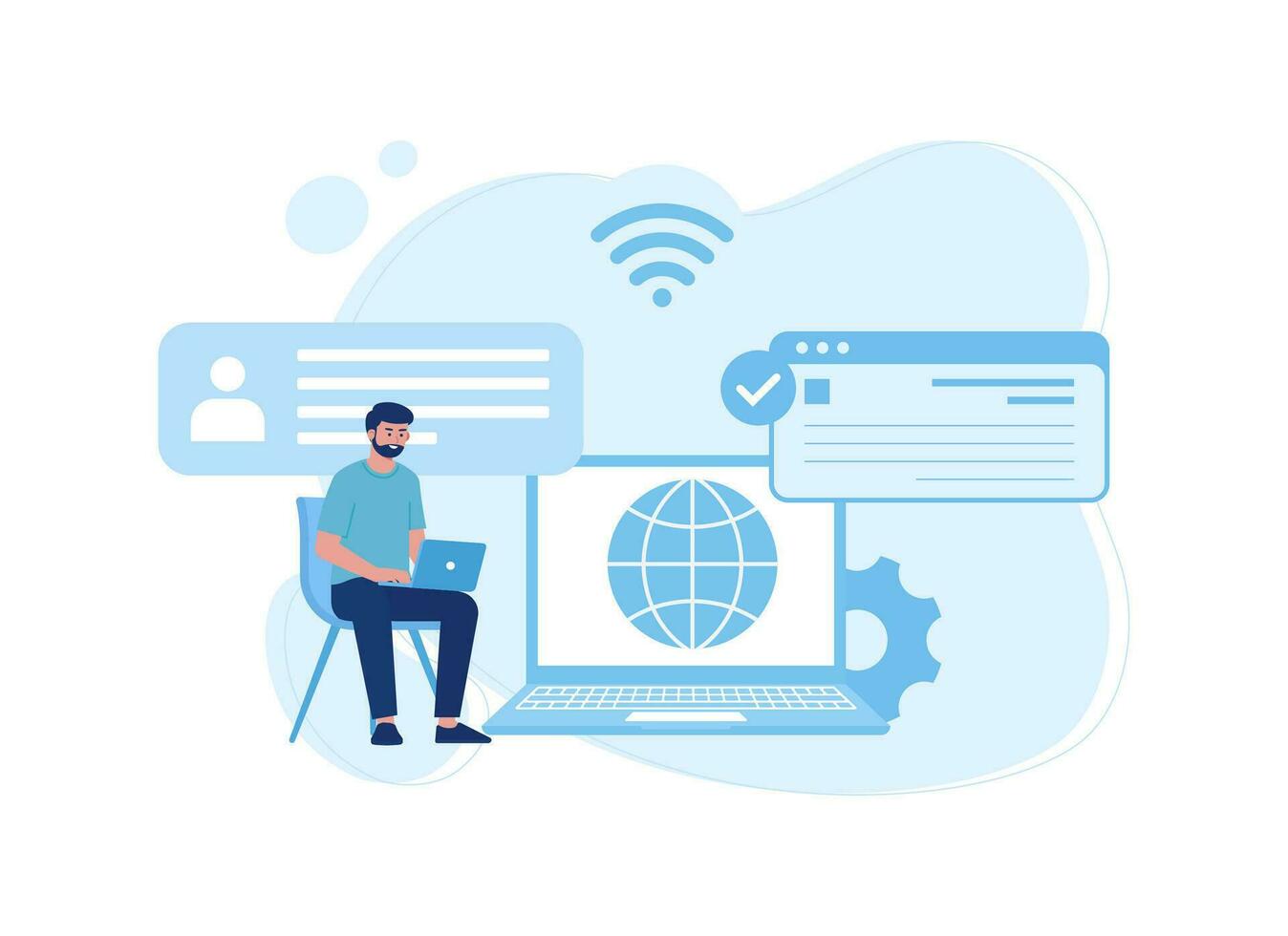 Remote message communication concept flat illustration vector