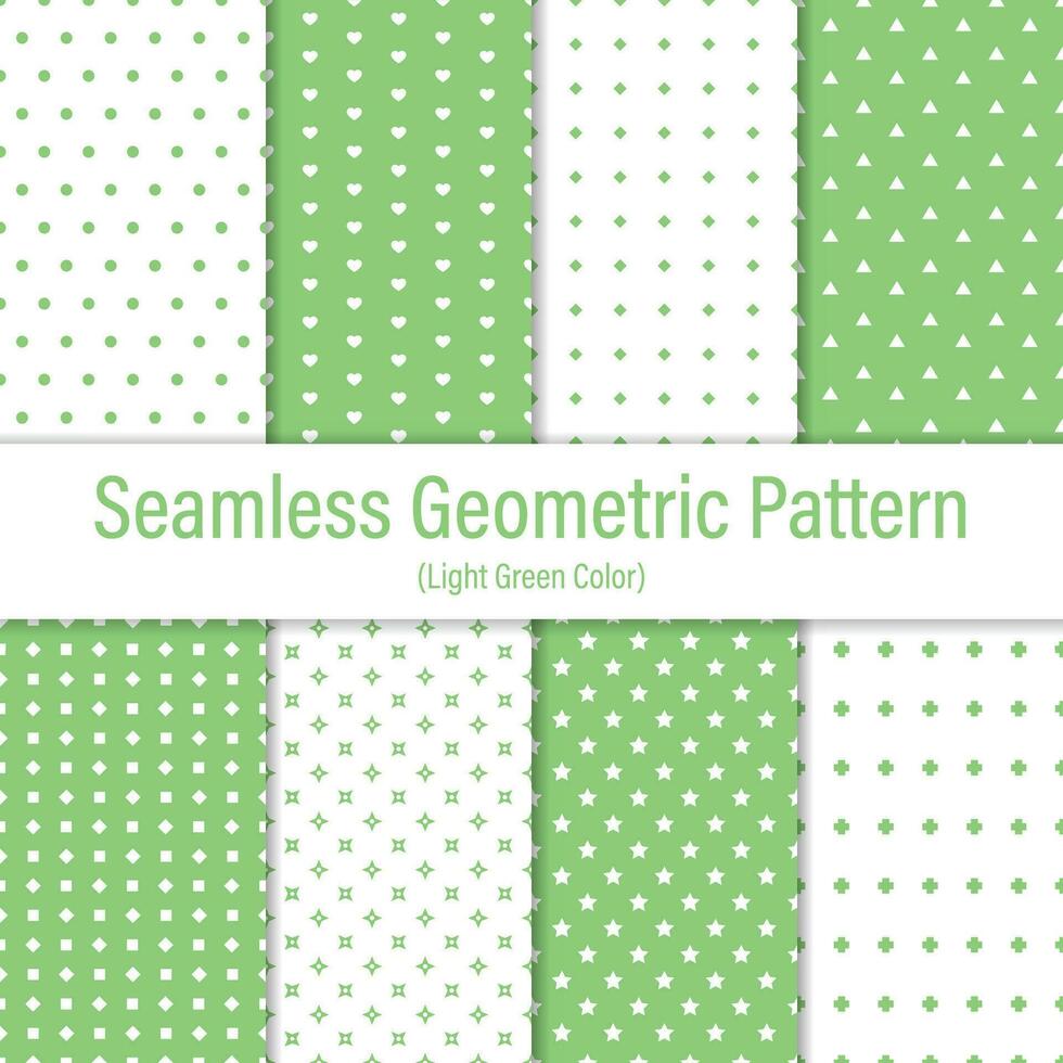 Elegant Light Green And White Seamless Geometric Pattern Set vector