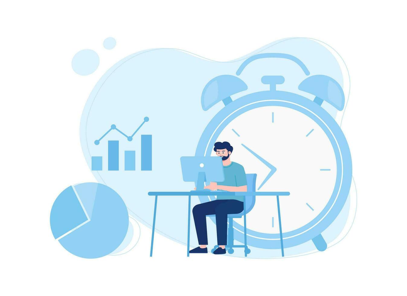 People working with computer and alarm concept flat illustration vector