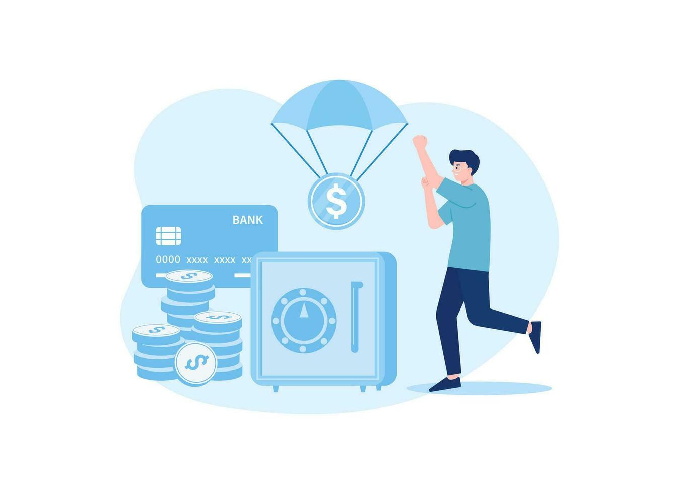 Save money in the bank vault concept flat illustration vector