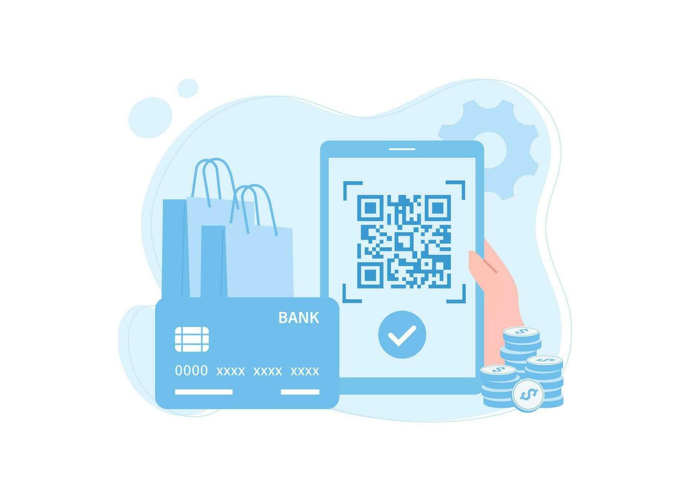 Online payment icon set concept flat illustration vector