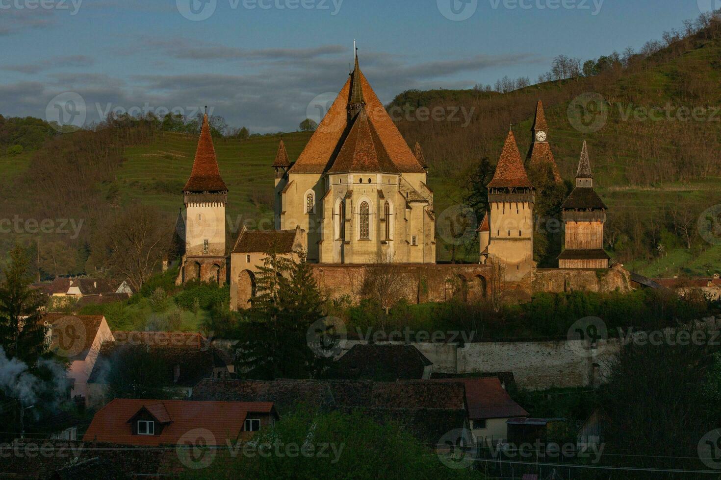 Biertan a very beautiful medieval village in Transylvania, Romania. A historical town in Romania that has preserved the Frankish and Gothic architectural style. Travel photo. photo
