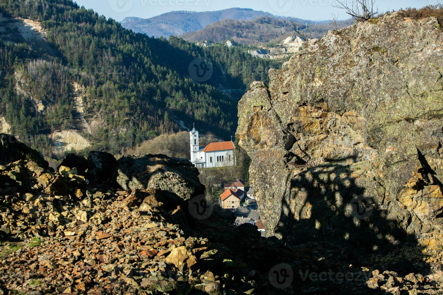 Rosia Montana, a beautiful old village in Transylvania. The first mining town in Romania that started extracting gold, iron, copper. photo