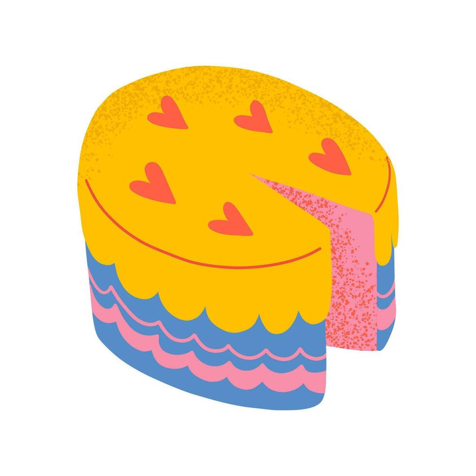 cumpleaños pastel ilustración con corazones vector