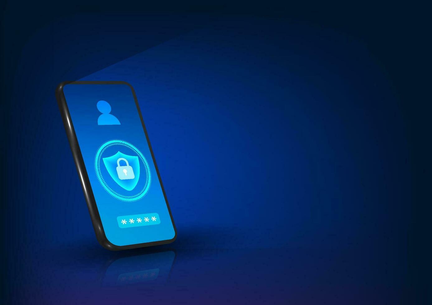 Smart phone technology Mobile screen with shield and lock with technology circle Refers to the security technology in the phone that protects the data and viruses from entering the phone. vector