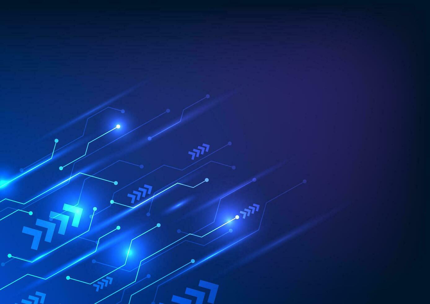 Circuit technology background with circuit lines interlaced with rising arrows which represents the information of the connection of information technology together and sends information quickly vector