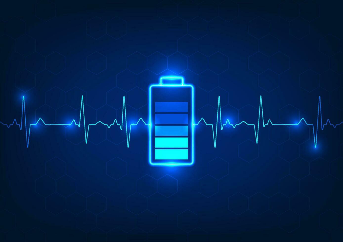 Battery technology and waves that overlap each other gracefully in a geometric pattern background. Refers to the use of electricity into the battery to provide full power. It's a vector illustration.