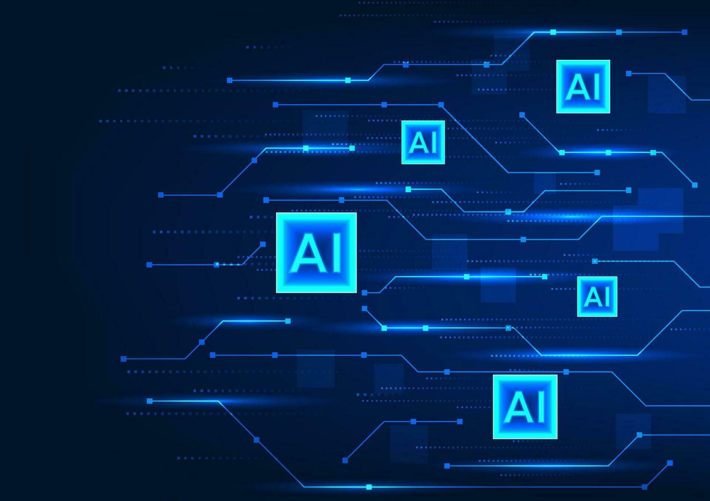 artificial inteligencia tecnología allí es un ai chip ese es conectado a el tecnología circuito ese representa el ai sistema ese envía aprendizaje datos y trabajos rápidamente. vector