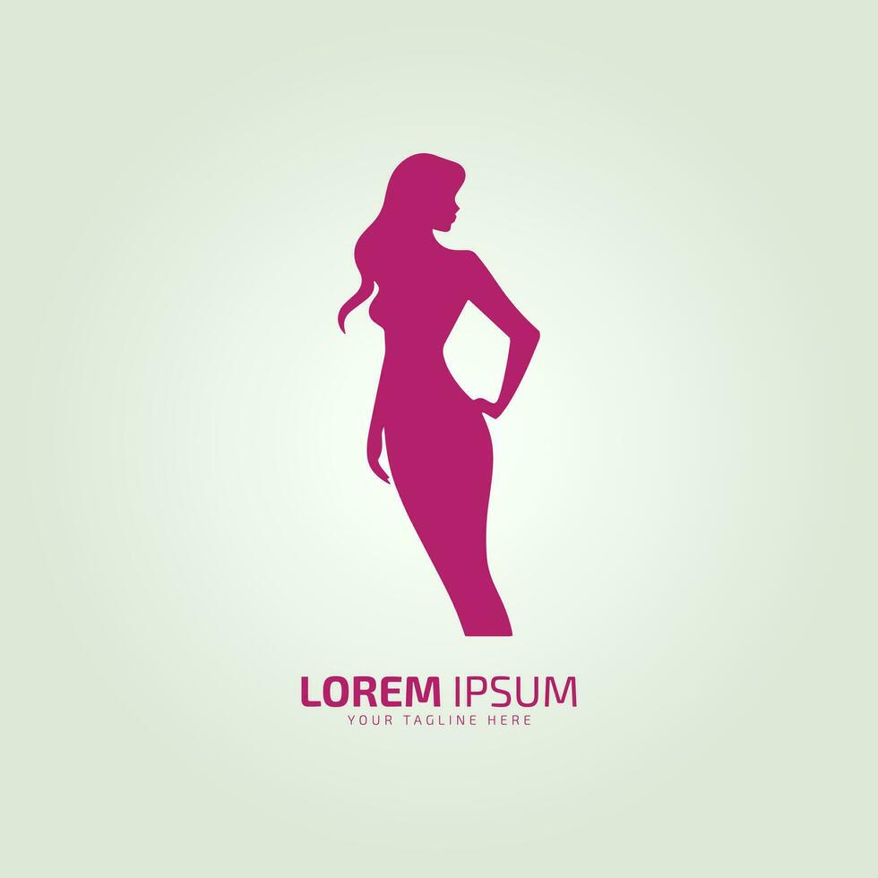 mujer en pie logo icono dama estilo vector ilustración joven niña logo diseño modelo femenino símbolo ilustración.