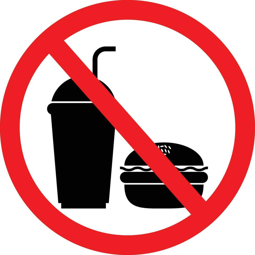 No fuera de comida y bebidas símbolo. prohibición signo. restricción icono vector