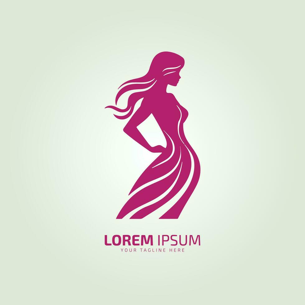 mujer en pie logo icono dama estilo vector ilustración joven niña logo diseño modelo femenino estilo símbolo.