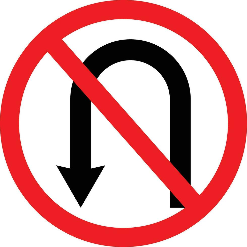 No tu giro símbolo. prohibición la carretera signo. restricción icono vector