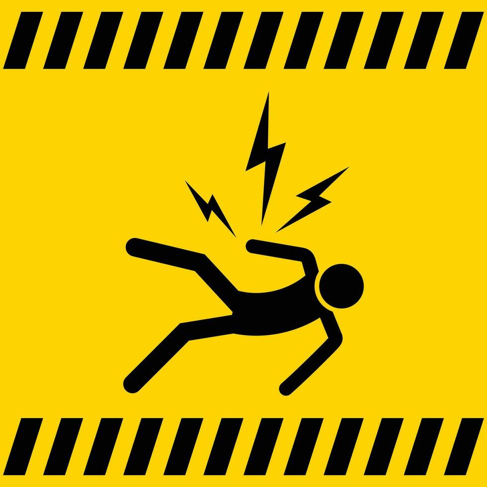 Risk of Electric Shock Warning Sign Icon vector