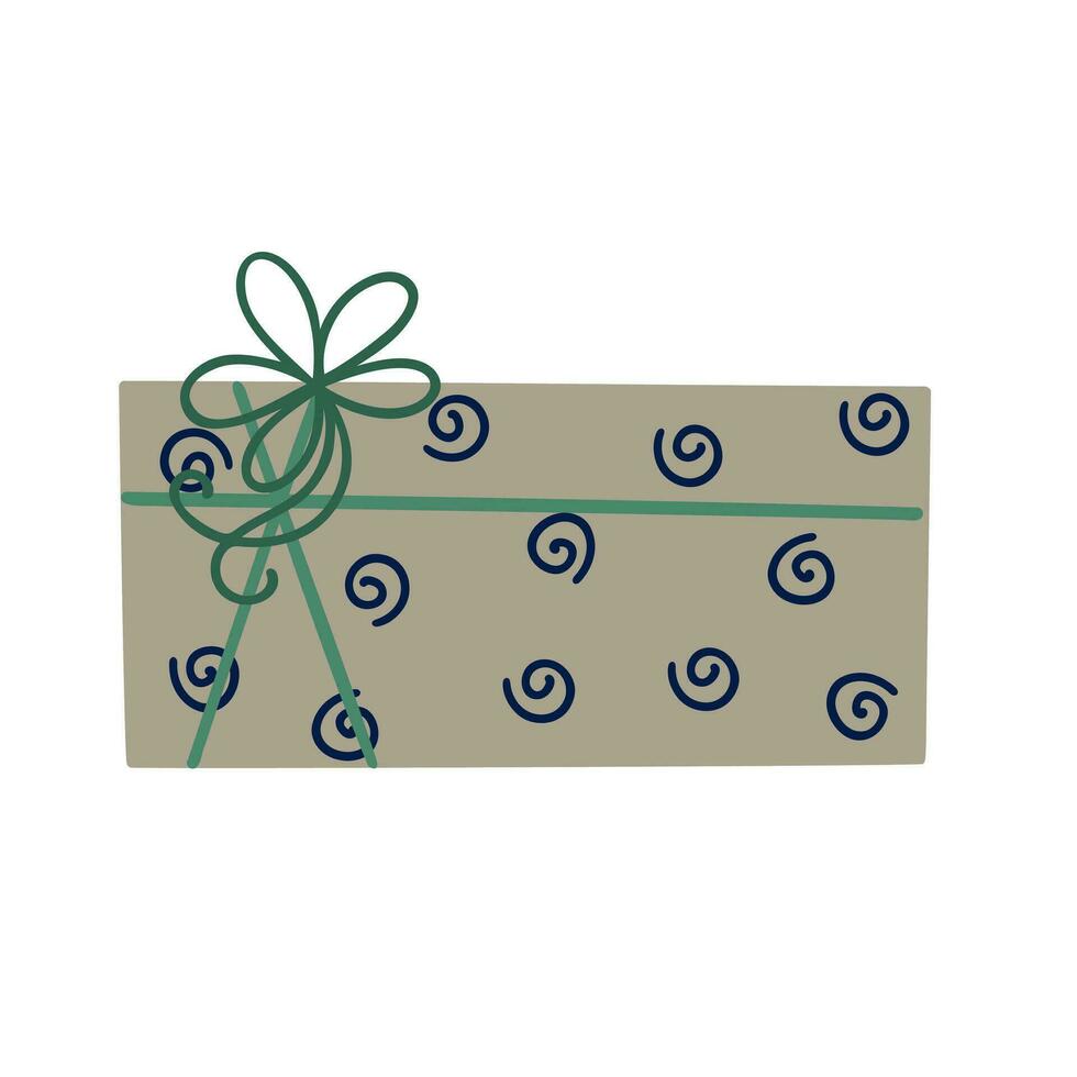 Navidad regalo caja con cinta y arco rojo y beige vector ilustración, alegre Navidad y contento nuevo año festivo tradicional invierno fiesta decoración, ornamento para póster, saludo tarjeta, pegatina