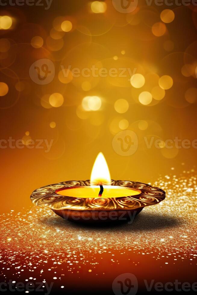 illustration of Puthandu Diwali Hindus background with gold ornament and bokeh background color, for Tamil New Year celebration, card, poster photo