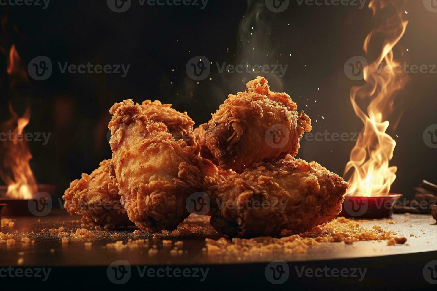 Generative AI illustration of fried chicken plain background photo