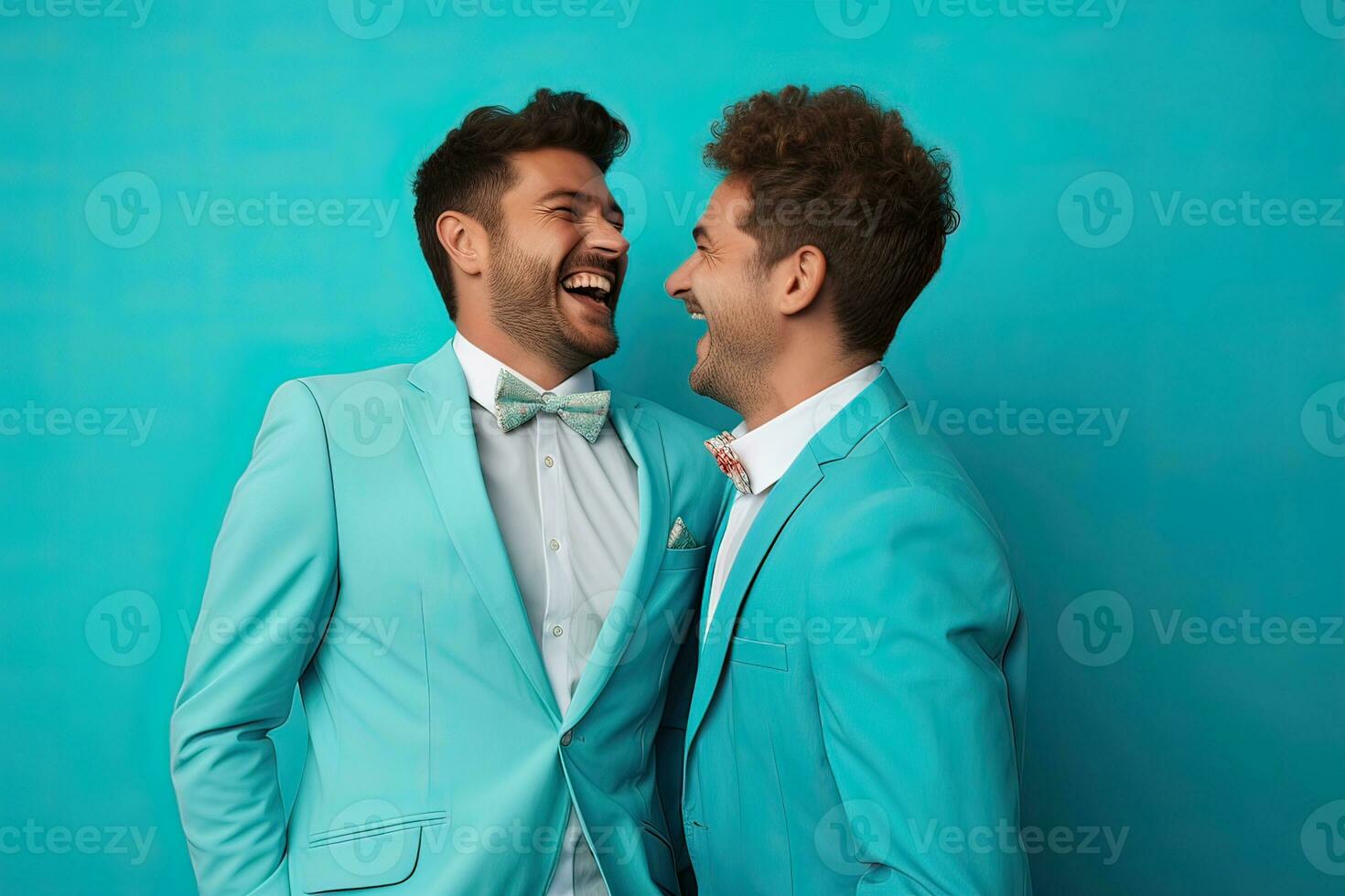 Generative AI illustration of smiling couple gay, LGBT concept, positive and joyful. photo