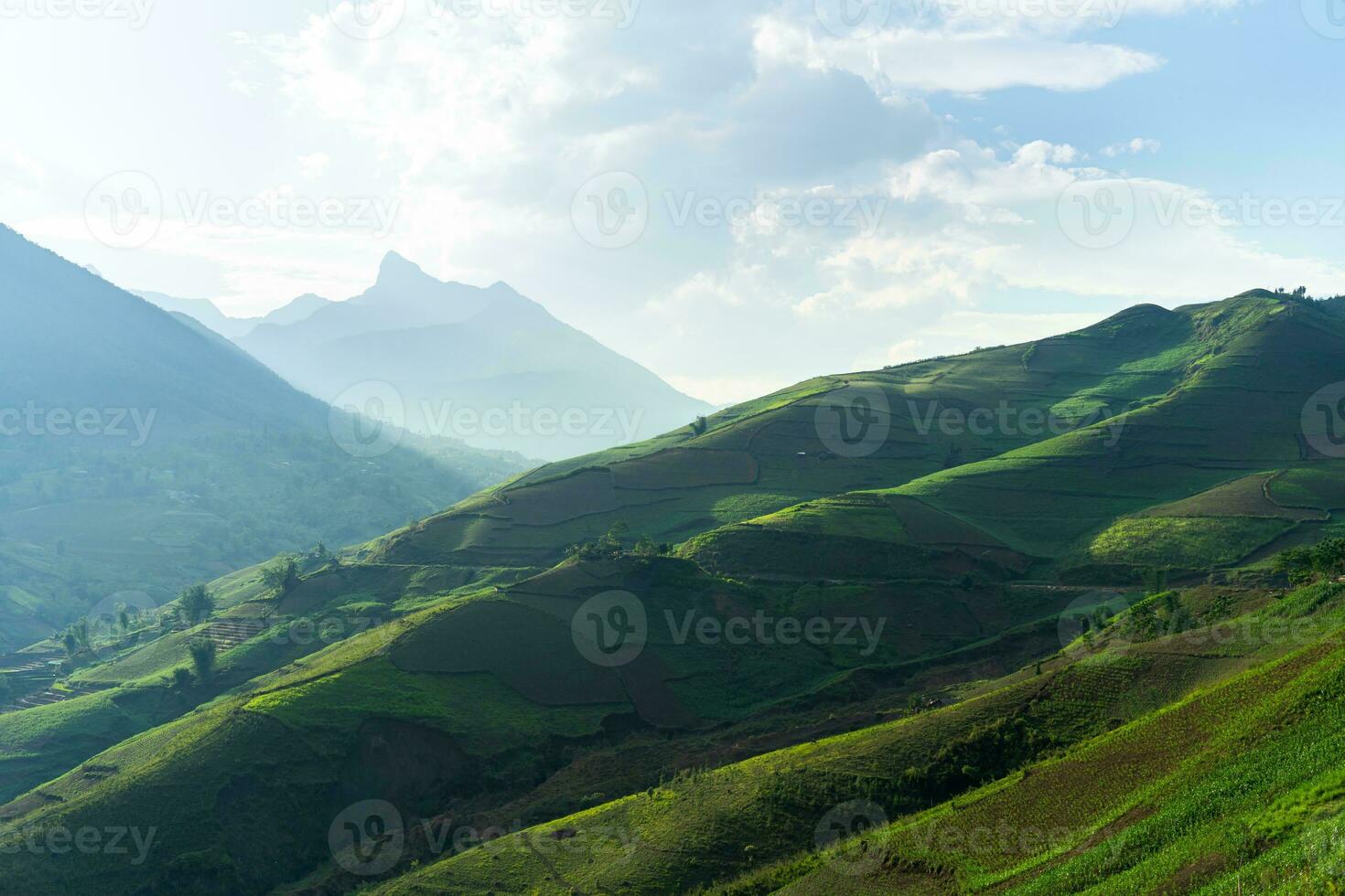 Majestic mountain scenery in the North West Vietnam. photo