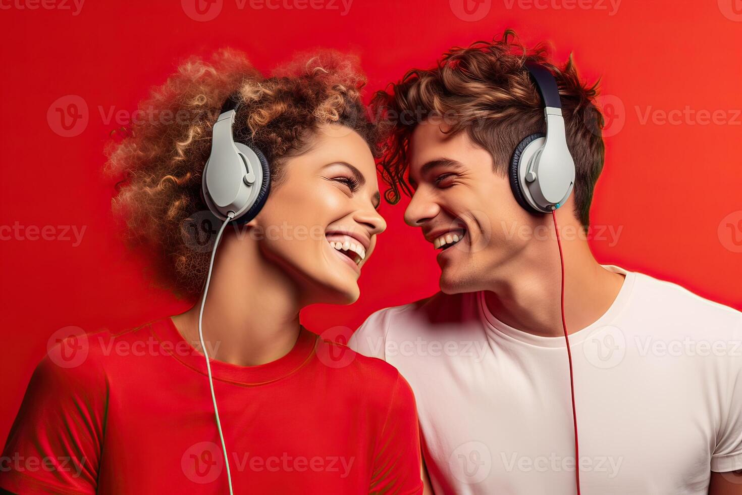 illustration of smiling friends or couple, positive and joyful. photo