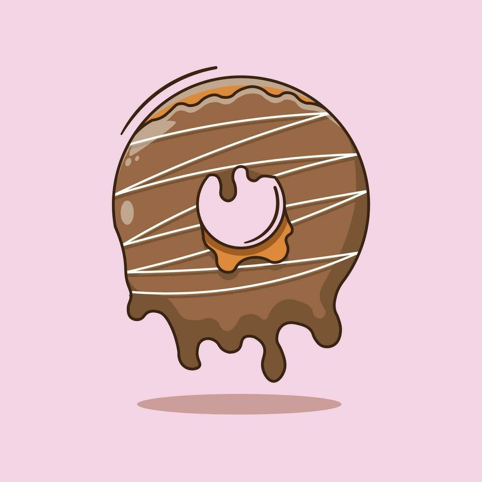 Chocolate melted donut vector illustration