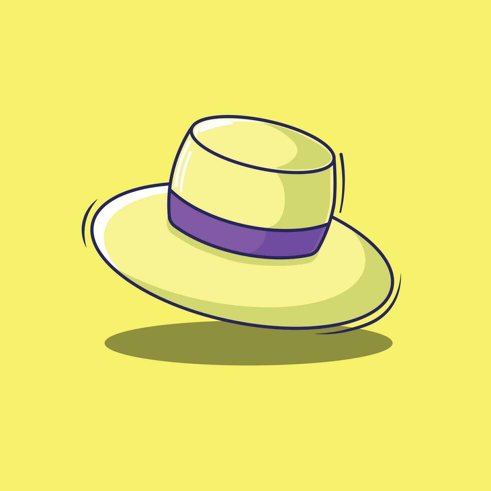 Cute vector beach hat cartoon icon illustrations