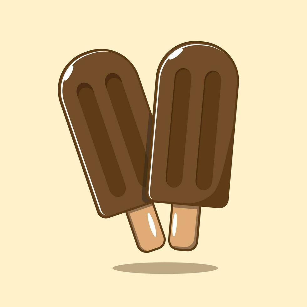 Flat design vector illustration of two ice cream