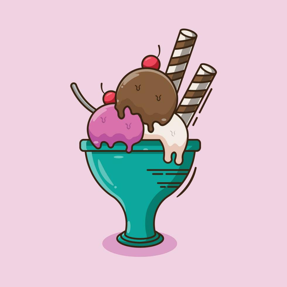 Cute cartoon vector illustration of gelato