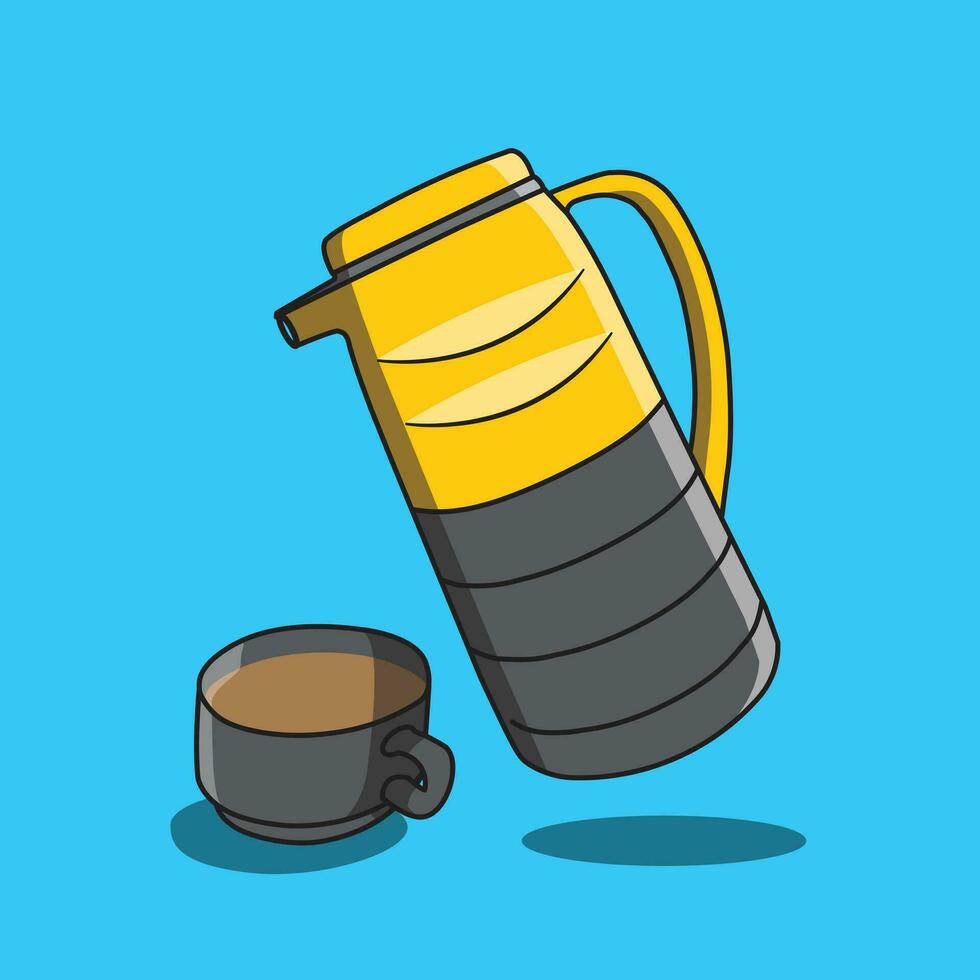 free vector a cup of tea and teapot cartoon illustration