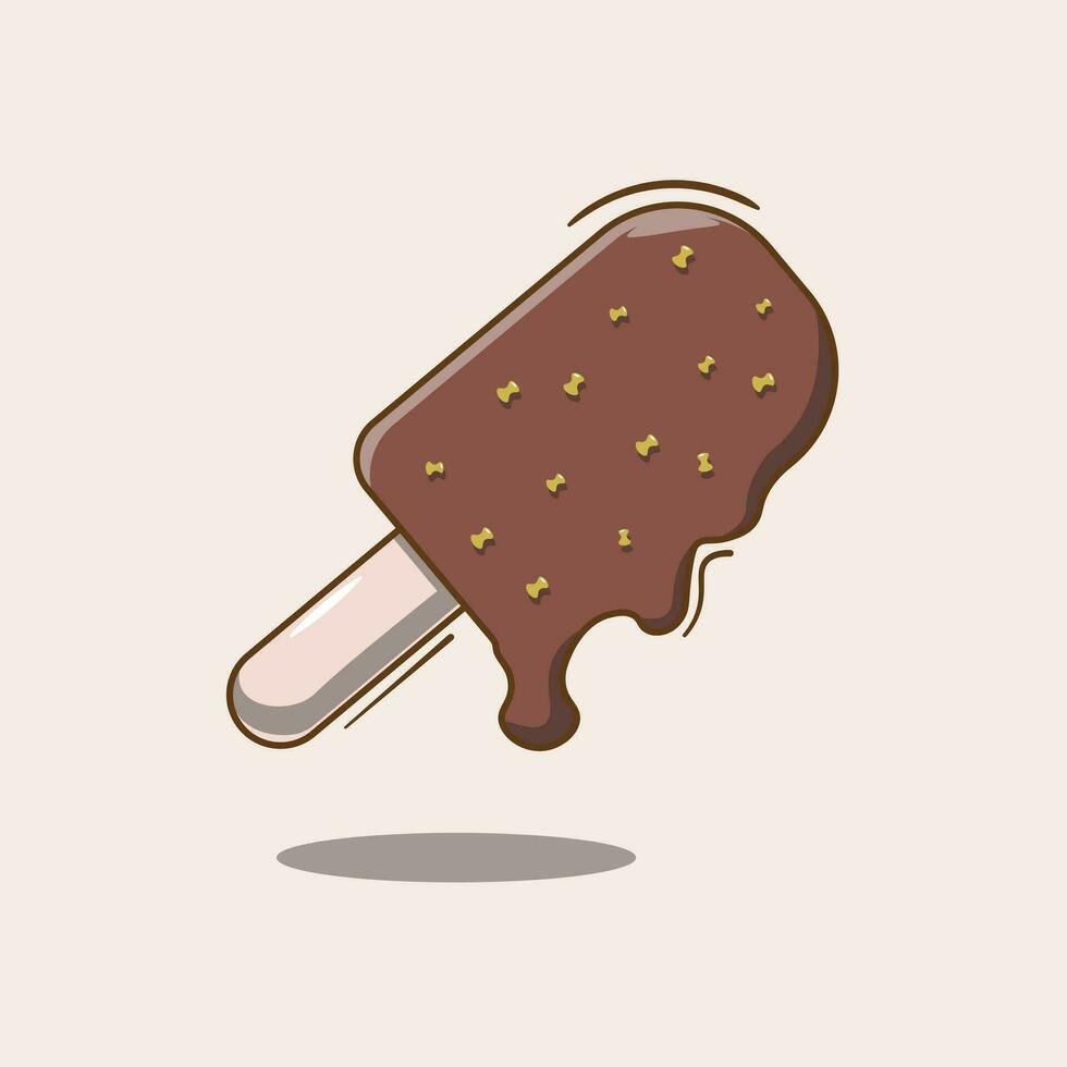 vector ilustración de Derretido chocolate hielo crema dibujos animados