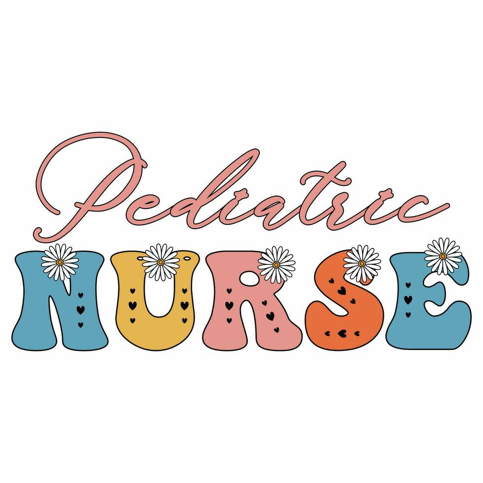 Retro wavy  nurse typography t shirt design vector