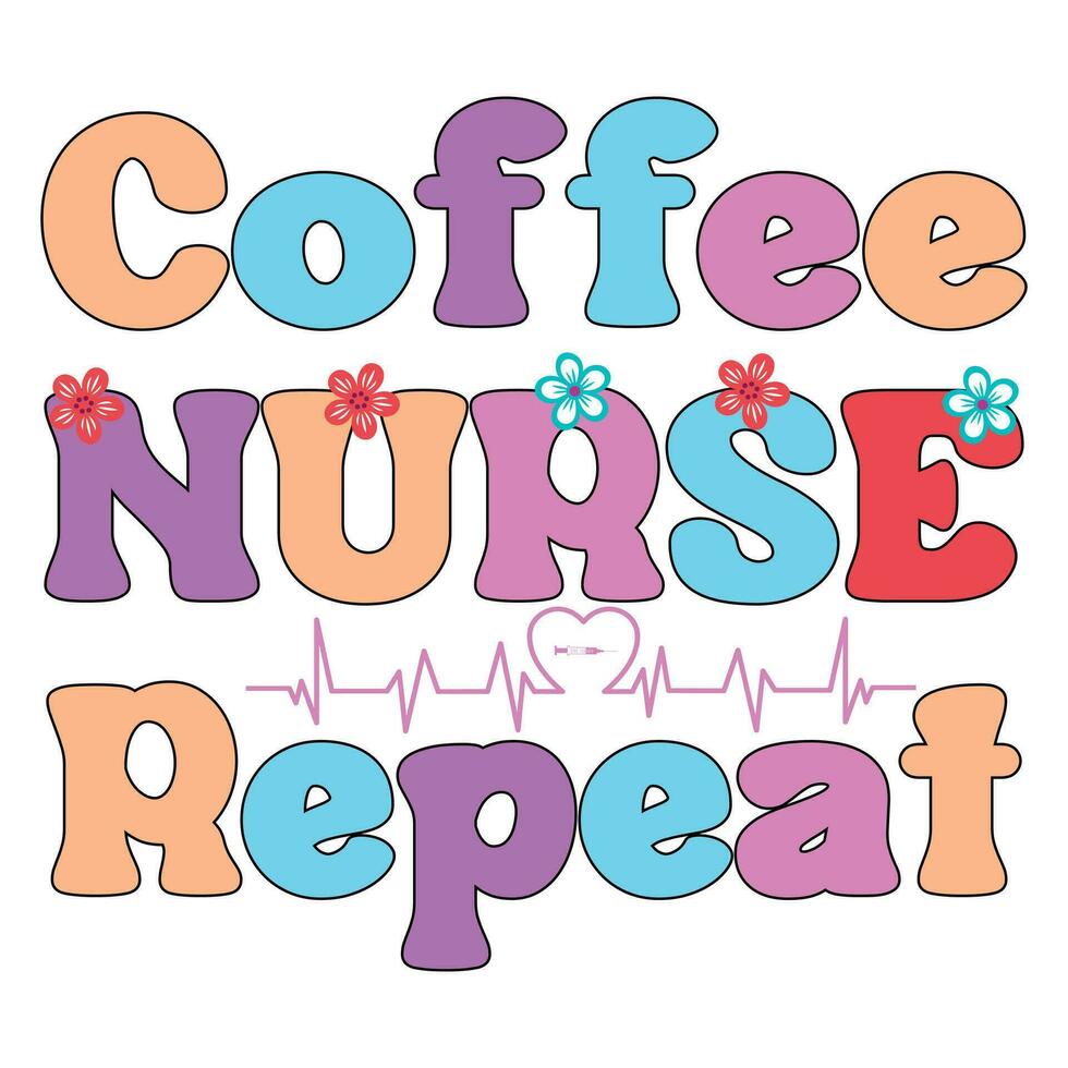 Retro wavy  nurse typography t shirt design vector