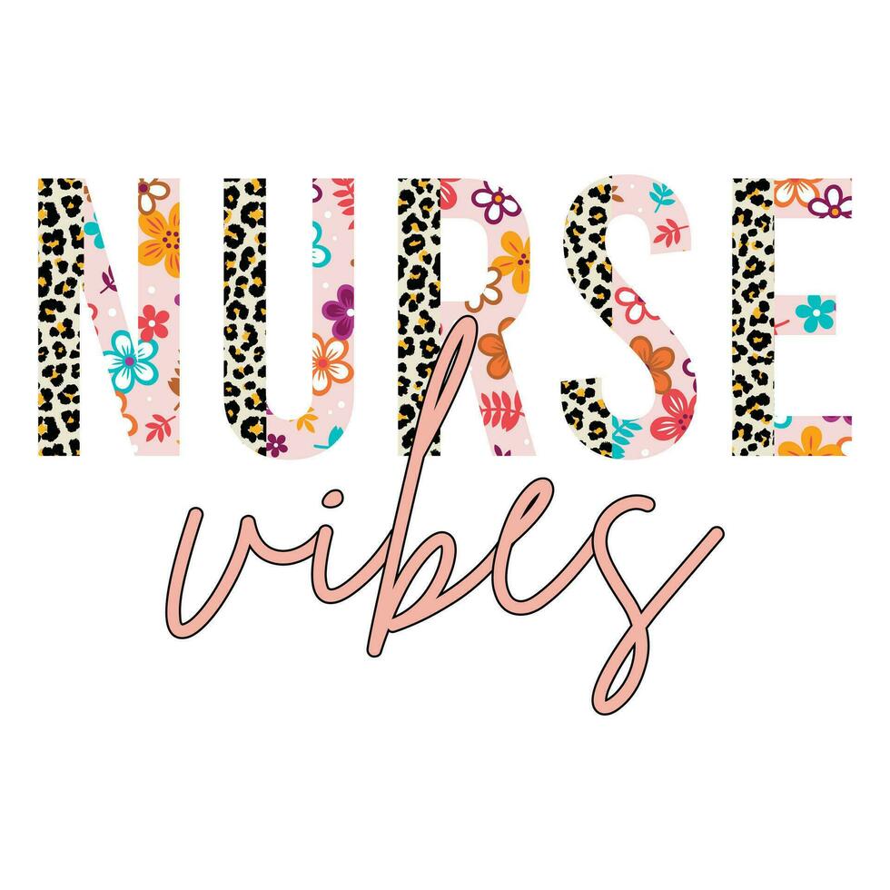 Nurse vibes retro nurse sublimation t shirt design, groovy nurse design vector